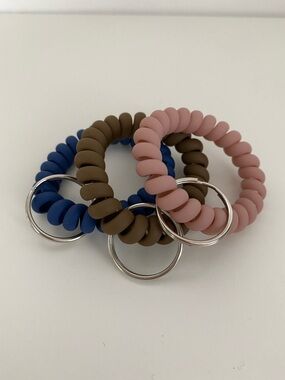 Arm Band Wrist Band Key Chain Key Ring - Pink, Brown & Blue